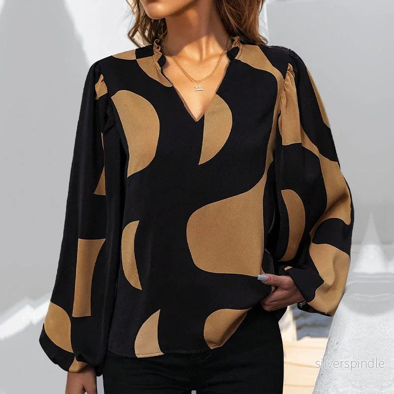 Ava | Elegant Hösttröja med Puffärmar och Geometriskt Mönster Ava | Elegant Hösttröja med Puffärmar och Geometriskt Mönster