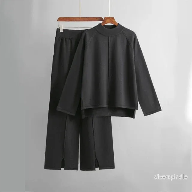 Olivia | Elegant Loungewear Set med Rundhalsad Tröja och Vida Byxor - Bild 3