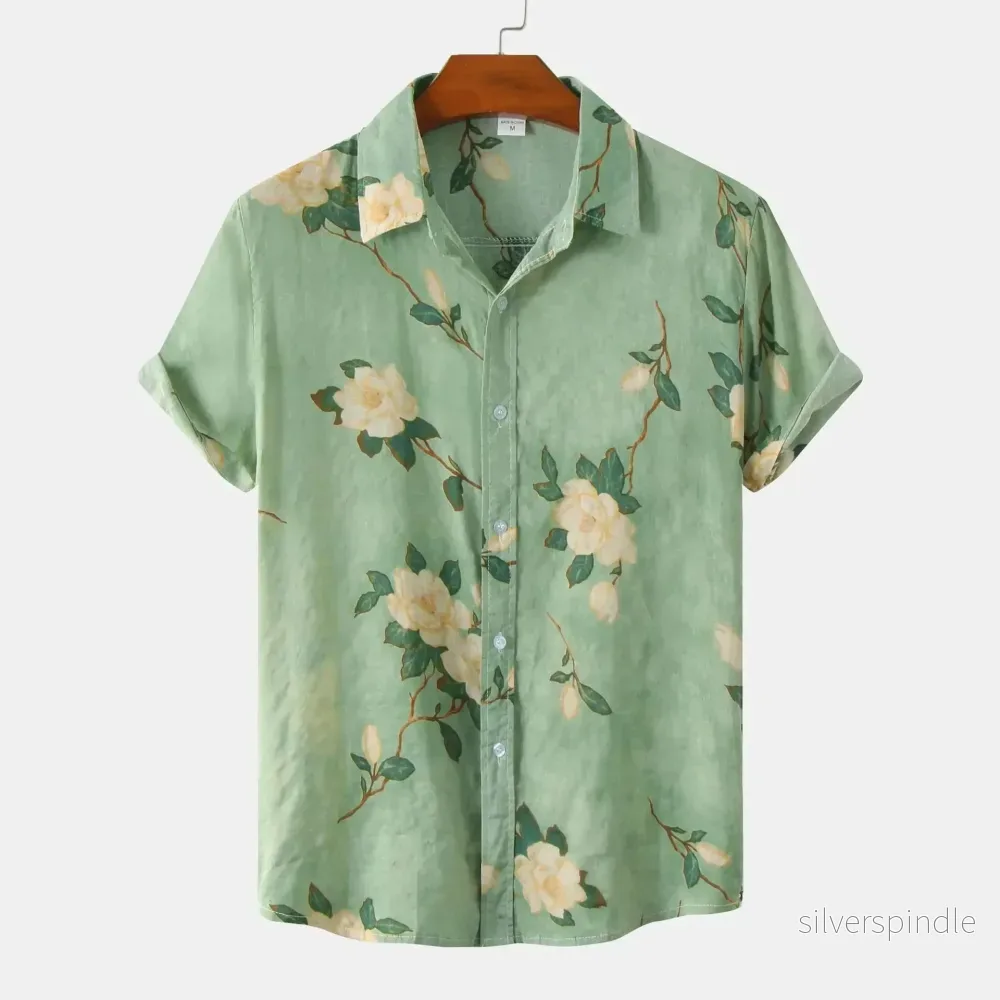 Ethan | Elegant Blommig Herrskjorta i Andningsbart Material Ethan | Elegant Blommig Herrskjorta i Andningsbart Material