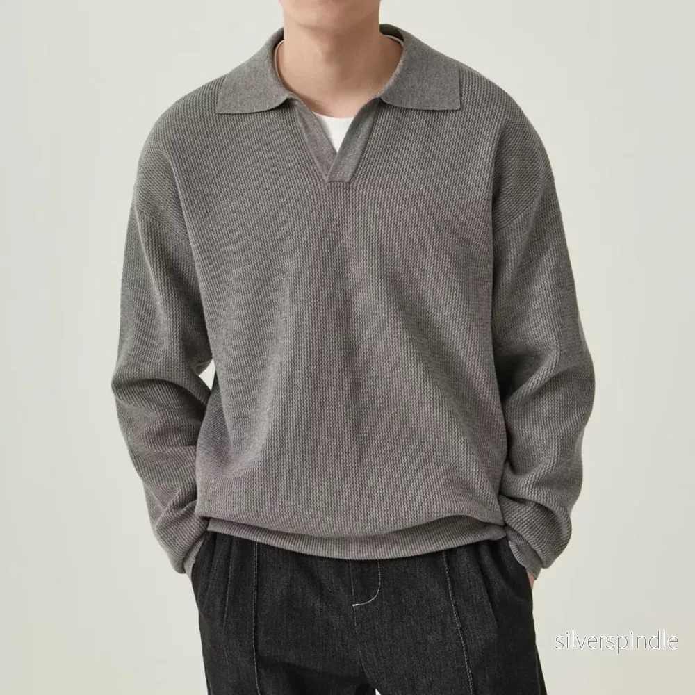 Ethan | Slim Fit Enfärgad Herr Tröja Med Långa Ärmar Ethan | Slim Fit Enfärgad Herr Tröja Med Långa Ärmar