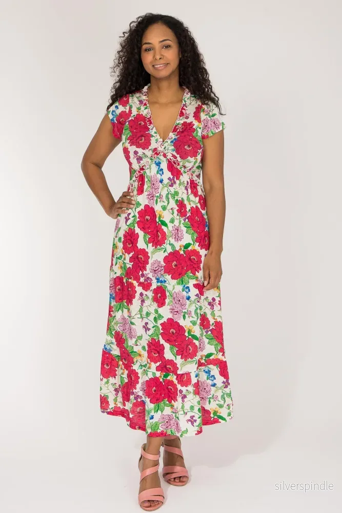 Soft flourish midi jersey dress - Red flowers - Bild 3