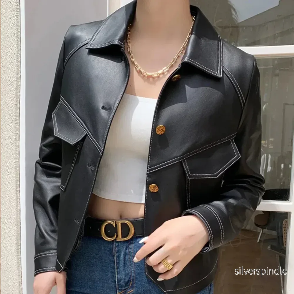 Sophie | Elegant Skräddarsydd Svart Skinnjacka Dam - Bild 2