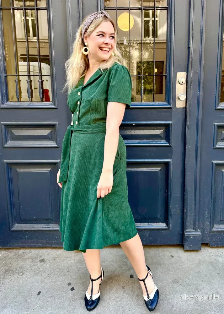 Betty Skjortklänning - grönt sammet - Bild 2