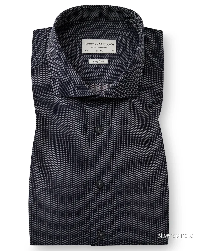 BS Gray Slim Fit Skjorta - Navy