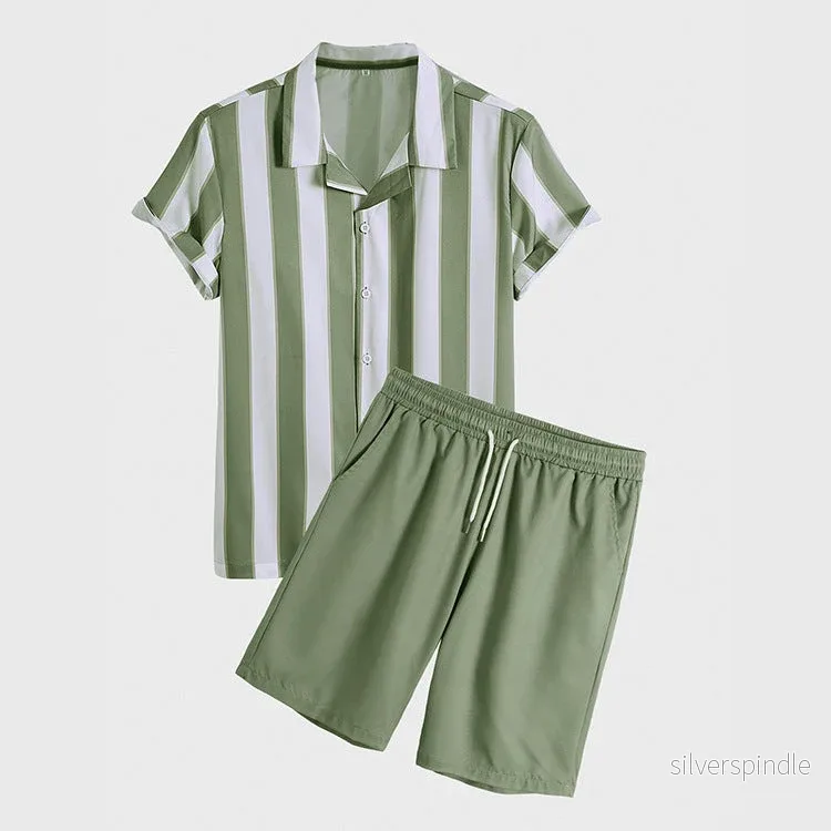 Oliver | Blommig Randig Kortärmad Skjorta och Shorts Set Oliver | Blommig Randig Kortärmad Skjorta och Shorts Set