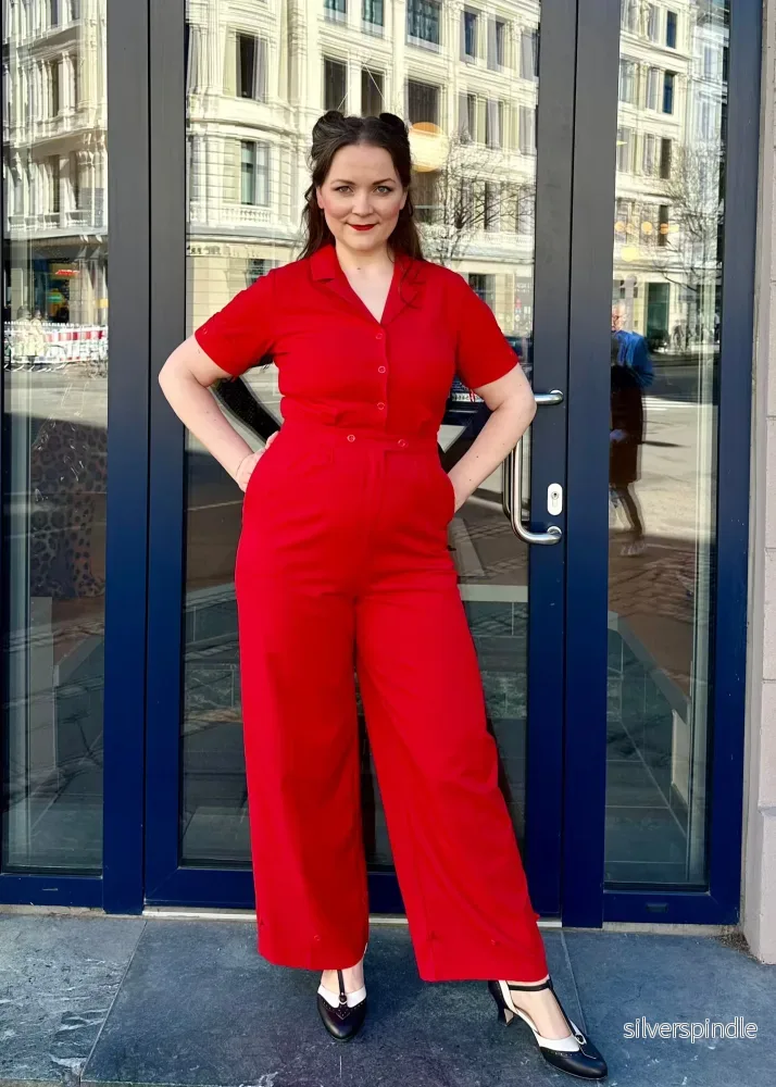 Maxine jumpsuit med korta ärmar - rött - Bild 2