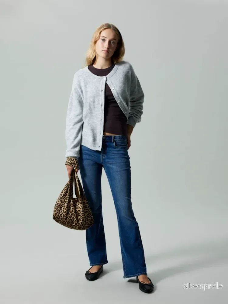 Grå Stickad Cardigan - Bild 3