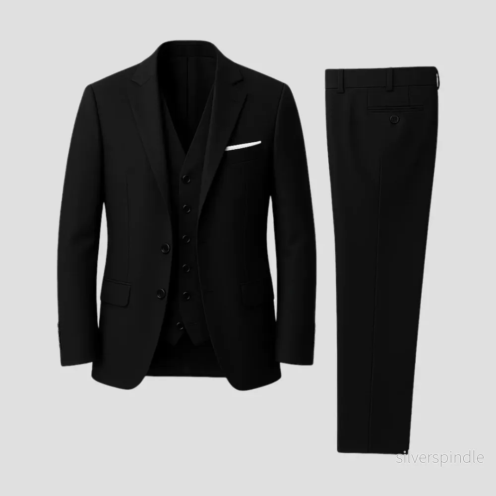 Elegant Kostym Herr | Slim Fit 3-delad Kostym med Hackslag | Modern Design för Affär och Fest - Bild 2