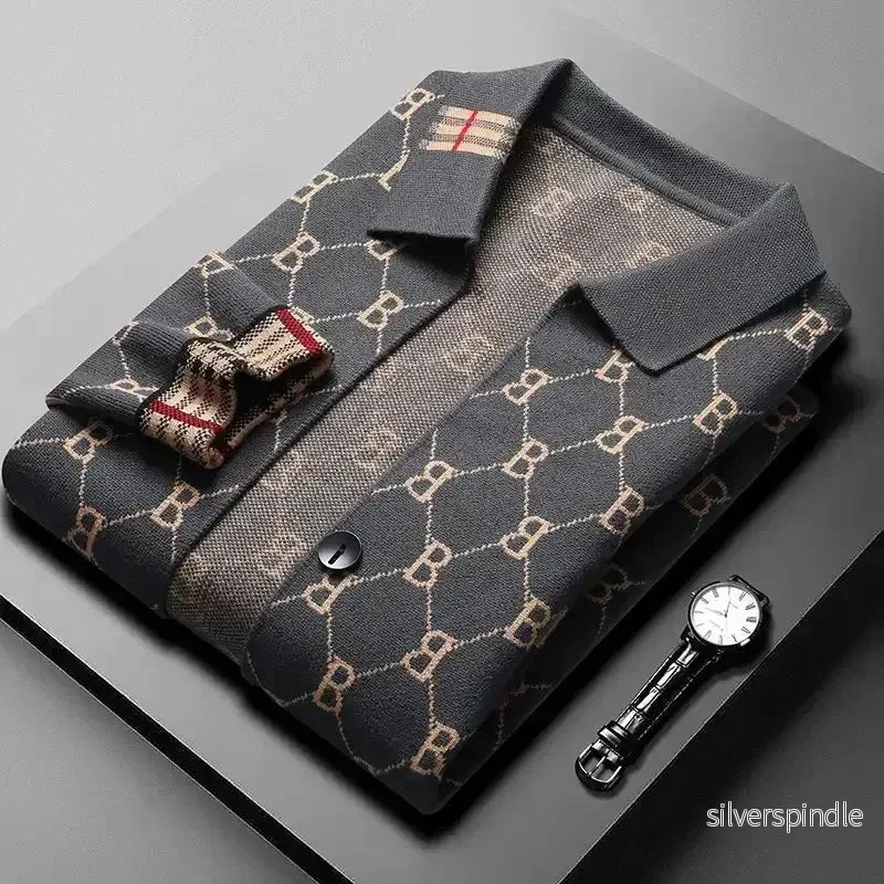 Ethan | Elegant Jacquard Cardigan Med Kontrastmuddar Ethan | Elegant Jacquard Cardigan Med Kontrastmuddar
