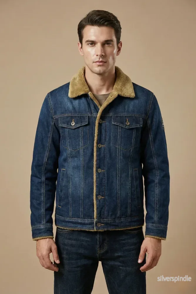 Klassisk Svart Jeansjacka med Foder och Knappstängning | Tidlös Design för Kalla Dagar - Bild 2