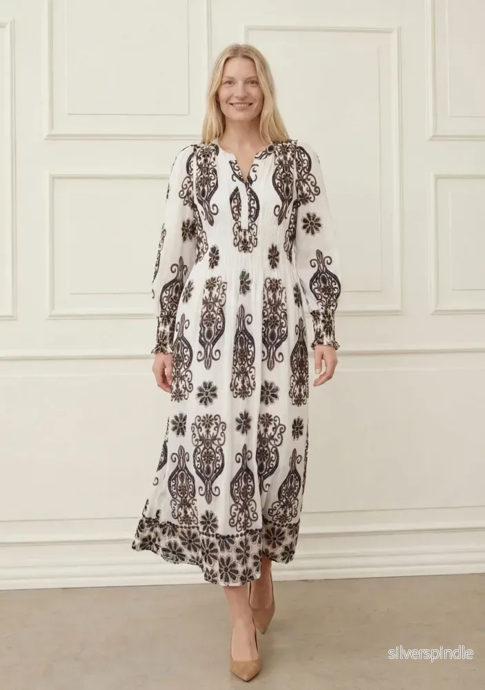 Ane V-Neck Dress – Summer Border Print Ane V-Neck Dress – Summer Border Print