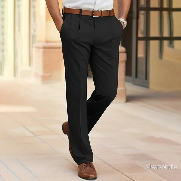 Klassiska Arbetsbyxor för Män med Slim Fit och Raka Ben | Elegant Design för Professionell Look - Bild 2