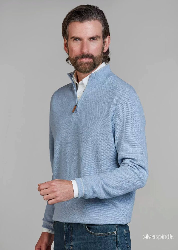 Hansen & Jacob Half Zip Structure Knit Blue - Bild 3