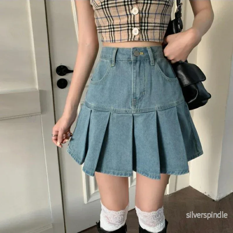 Emma | Hög Midja Veckad Denim Minikjol Emma | Hög Midja Veckad Denim Minikjol