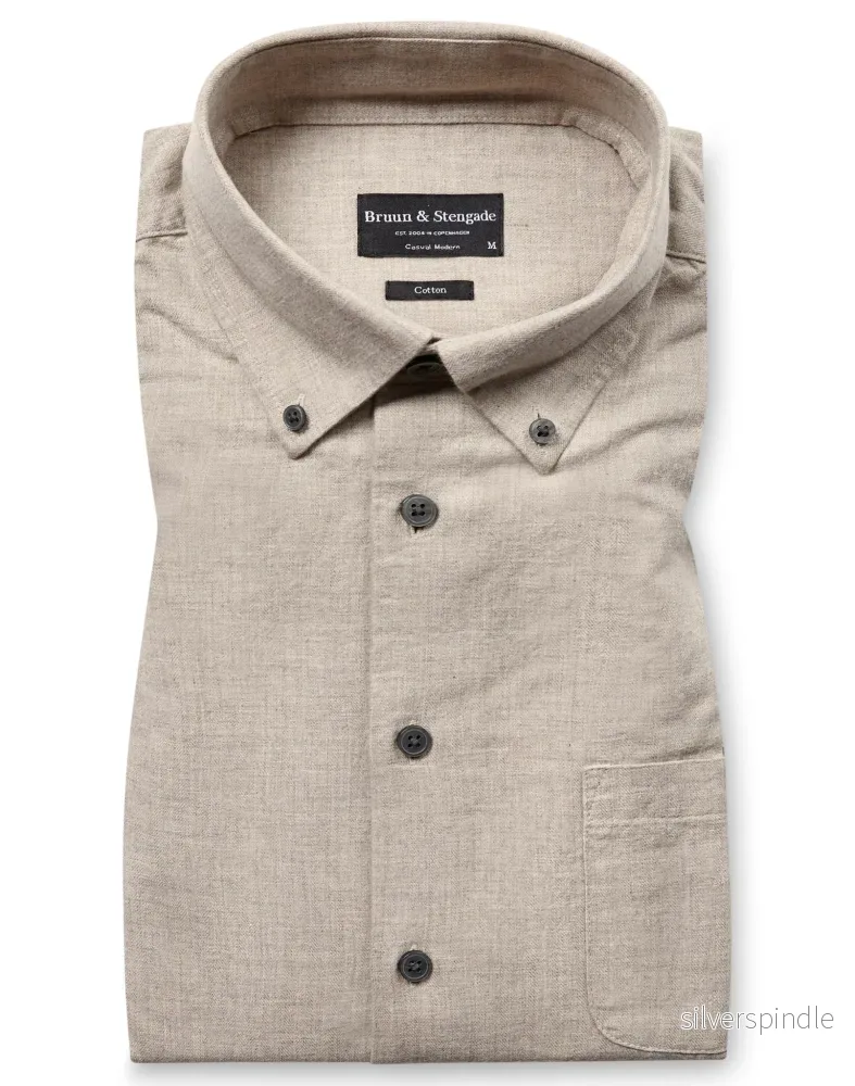 BS Cotton Casual Modern Fit Skjorta - Sand
