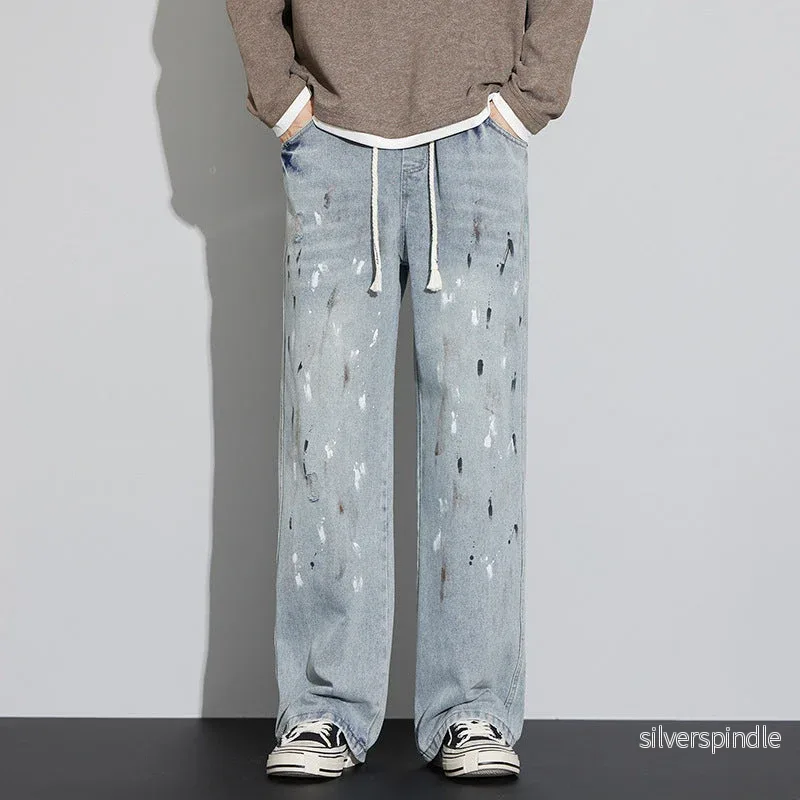 Ethan | Slitna Microelastiska Jeans Herr med Dragsko och Graffiti-design - Bild 2