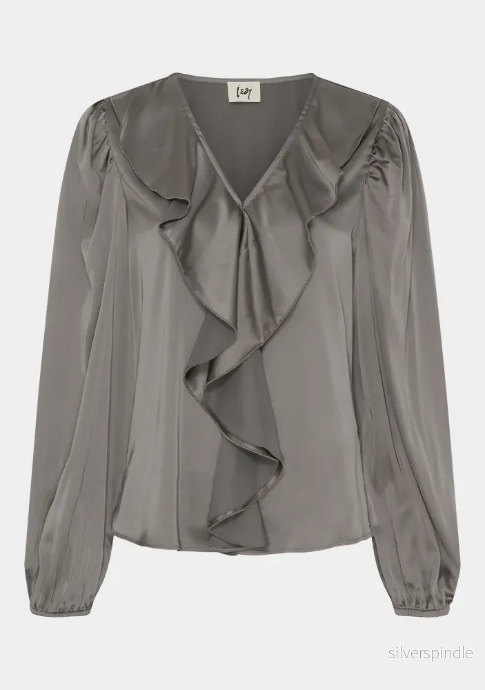 Steff Flounce Blouse – Grey Steff Flounce Blouse – Grey