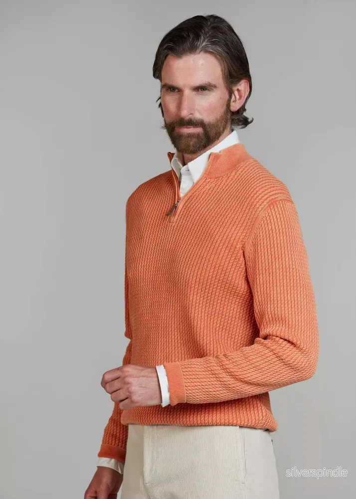 Hansen & Jacob Half Zip Vintage Wasch Knit Soft Orange - Bild 2