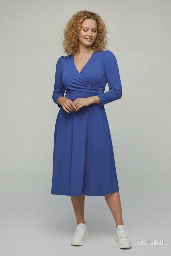 Closed wrap short jersey dress – Dazzling Blue Closed wrap short jersey dress – Dazzling Blue