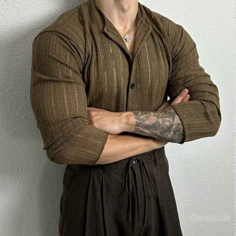 Ethan | Slim Fit Långärmad Herrskjorta med Hålstickad Design - Bild 3