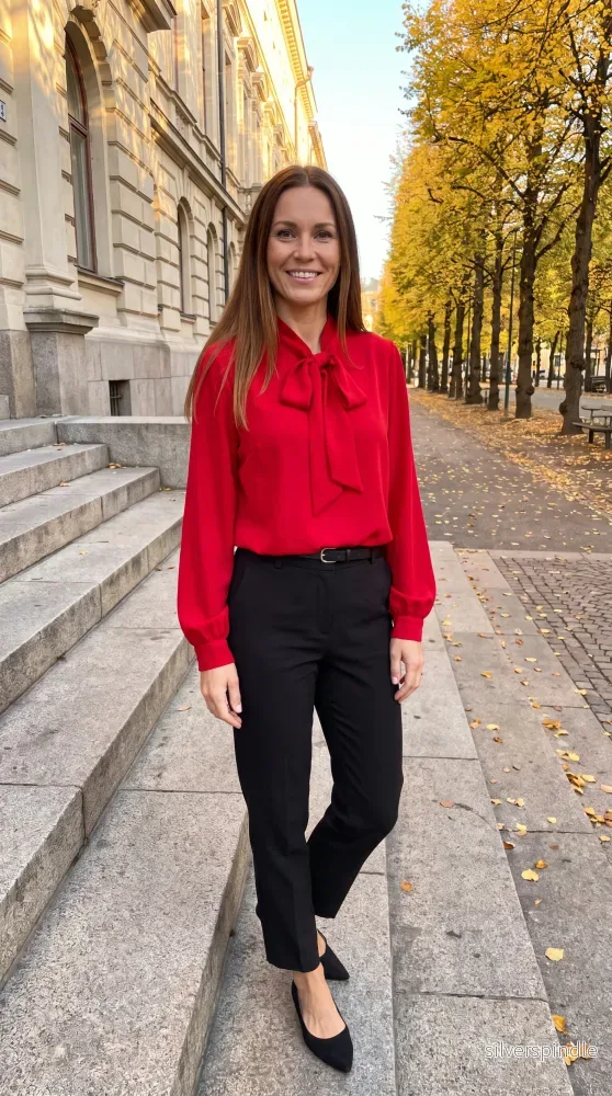 Elegant Slipsblus för Kvinnor med Rosett – Långärmad och Lätt Tyg Elegant Slipsblus för Kvinnor med Rosett – Långärmad och Lätt Tyg