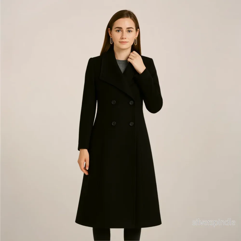 Elegant | Svart Trenchcoat för Kvinnor med Dubbelknäppt Design | Tidlös Stil för Arbete och Fritid Elegant | Svart Trenchcoat för Kvinnor med Dubbelknäppt Design | Tidlös Stil för Arbete och Fritid