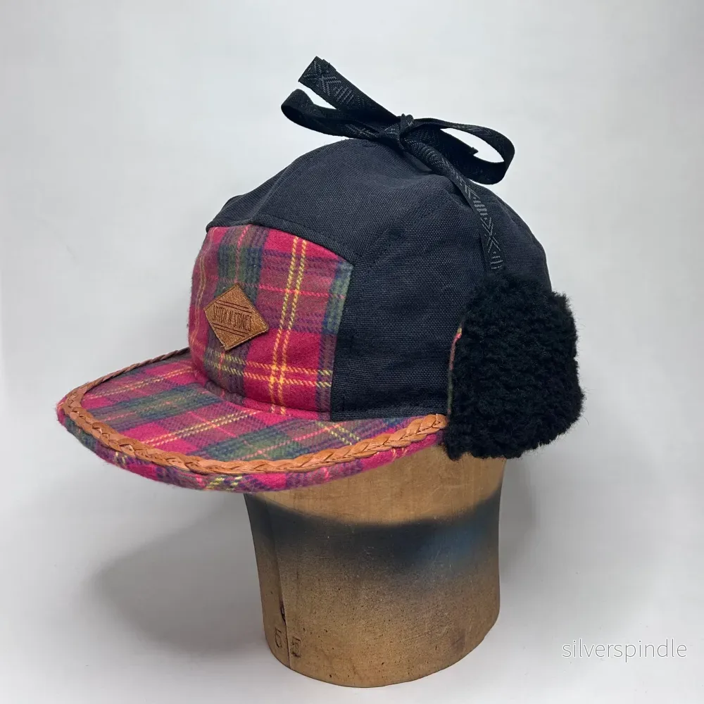 Vinterkeps 56-57cm - svart jeans, rutig flannel - Bild 3