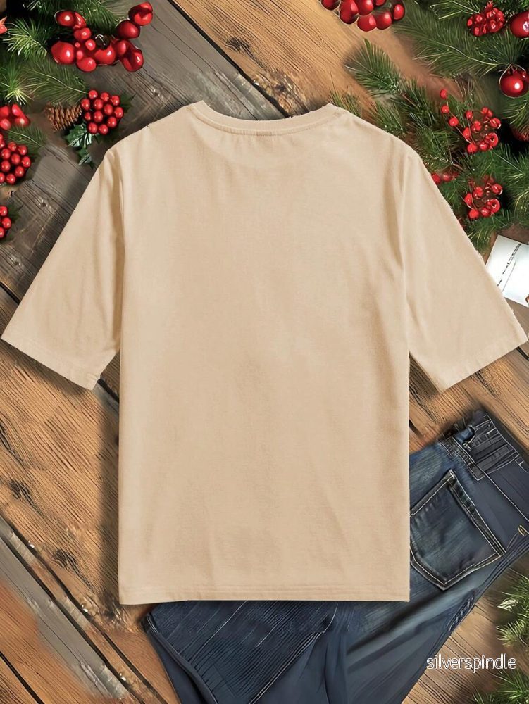 Jultröja för Damer | Jul-T-shirt med Pepparkaksgubbe & Rutigt Mönster | Bekväm och Söt för Festligheter - Bild 2