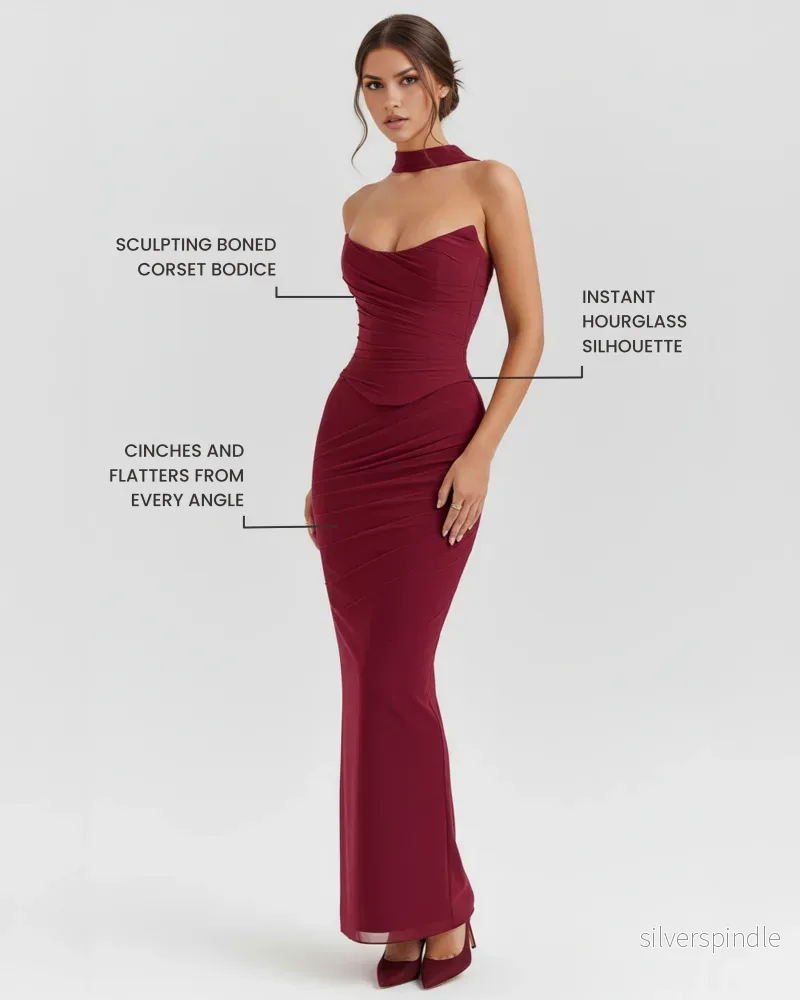 Emma | Elegant Maxi Kjol med Korsett och Matchande Halsduk - Bild 2