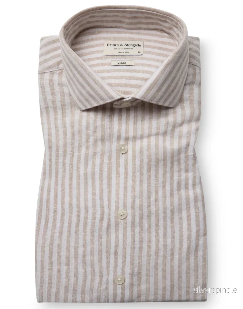BS Sydney Casual Slim Fit Skjorta – Sand/White
