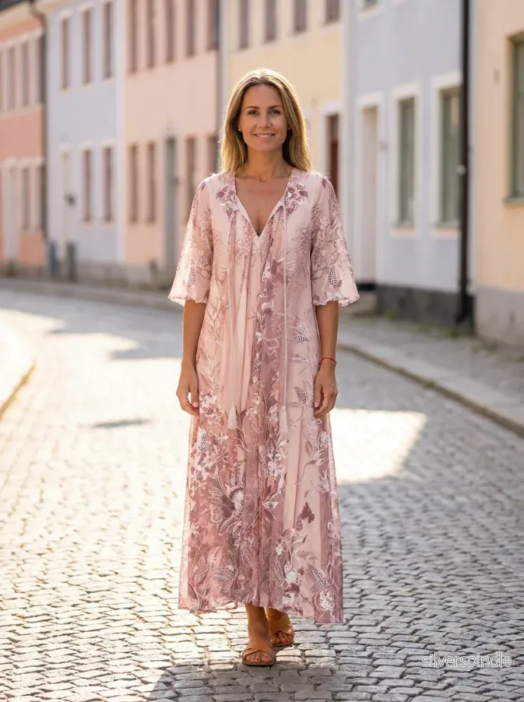Sophie | Elegant Blommig Maxiklänning Dam med Spets - Bild 2