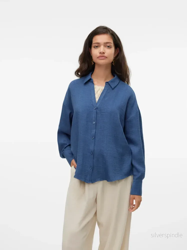 MELANEY QUEENY SHIRT DARK DENIM MELANGE MELANEY QUEENY SHIRT DARK DENIM MELANGE