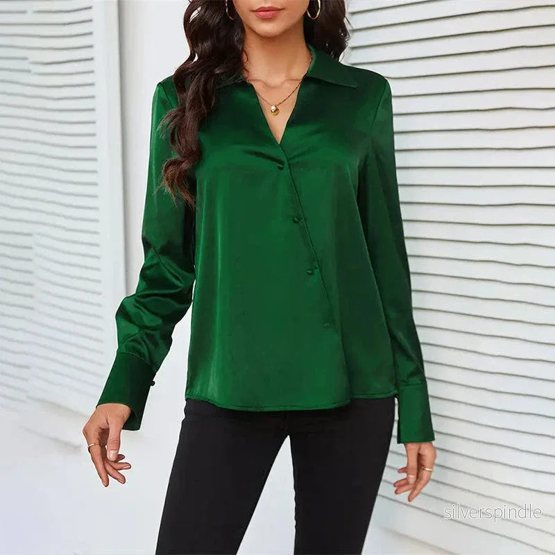 Mia | Elegant Långärmad Blus i Silkeskänsla för Dam - Bild 2