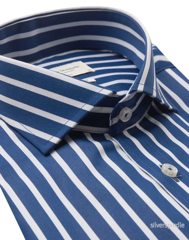 BS Patric Slim Fit Skjorta - Dark Blue/White - Bild 2