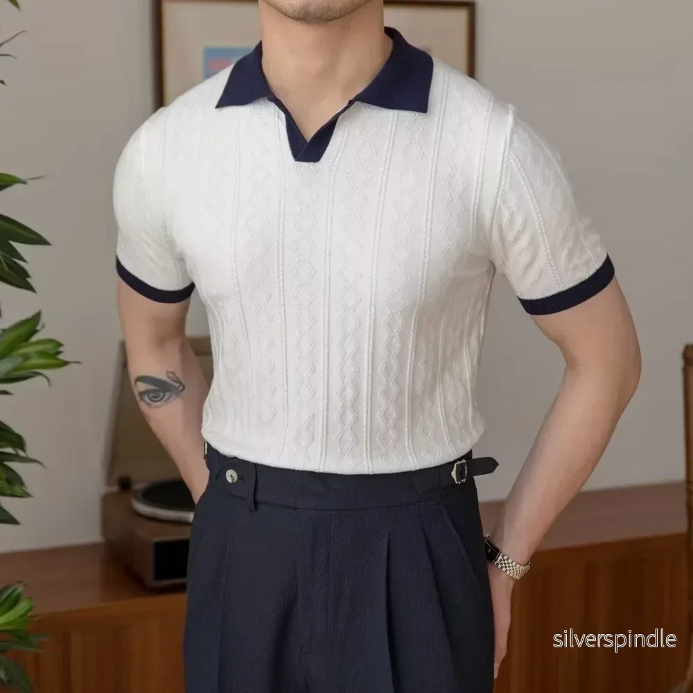 Ethan | Somrig Slim Fit Pikétröja med Färgblock - Bild 2