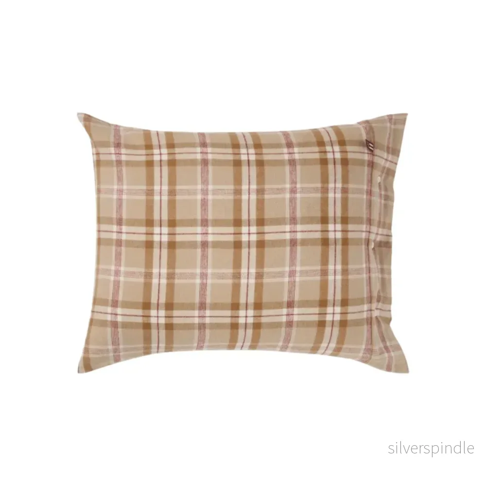 Lexington Checked Cotton Flannel Påslakanset Fudge/Beige/Fig - Bild 2