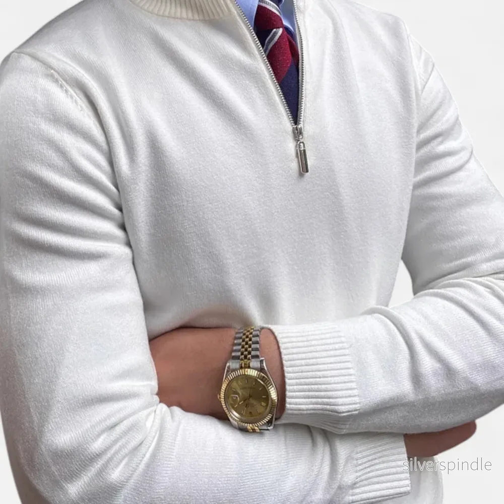 Klassisk Stickad Tröja för Män med Halv Dragkedja | Tidlös Design för Smart Casual Stil