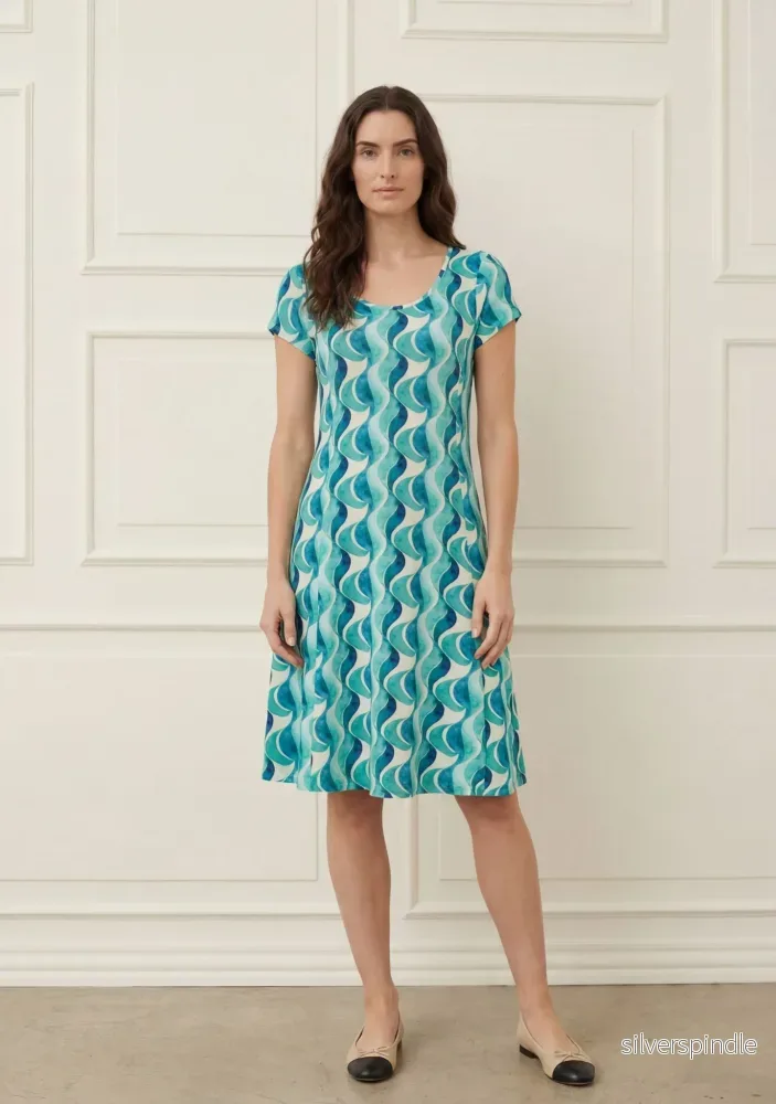 Kalla Jersey Dress – Aqua Flow Kalla Jersey Dress – Aqua Flow