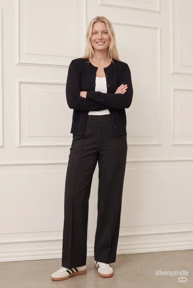 Rimini Striped Pant - Black Pinstripe - Bild 2