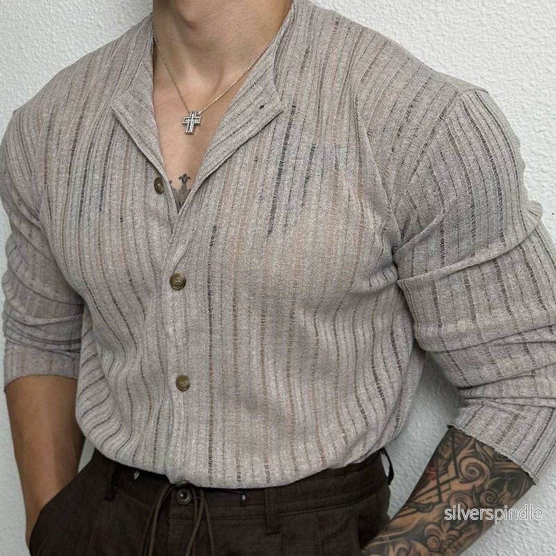 Ethan | Slim Fit Långärmad Herrskjorta med Hålstickad Design - Bild 2