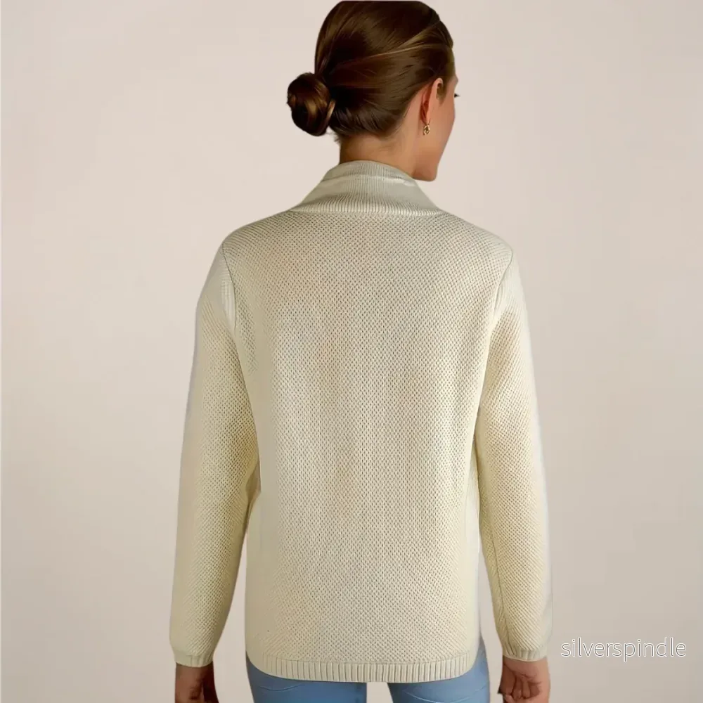 Texturstickad Dam Tröja med Stativkrage | Elegant Design för Allround Användning - Bild 2