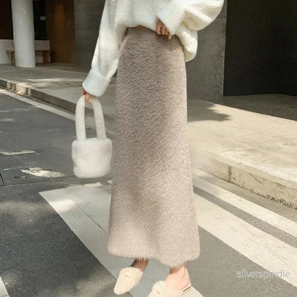 Elegant Lång Kjol Dam i Khaki med Hög Midja – Lyxig och Bekväm Design Elegant Lång Kjol Dam i Khaki med Hög Midja – Lyxig och Bekväm Design
