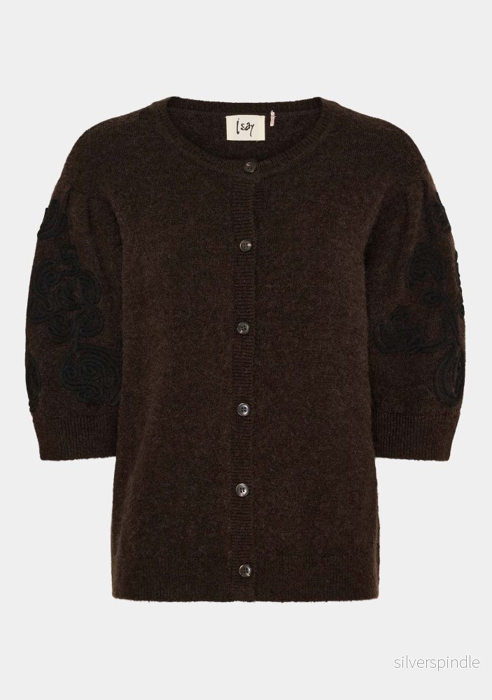 Anna s/s Cardigan - Dark Brown Melange - Bild 3