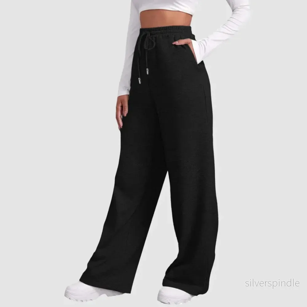 Bredbenade Joggers för Kvinnor med Justerbar Midja | Bekväm och Mångsidig Stil för Aktiv Livsstil - Bild 3