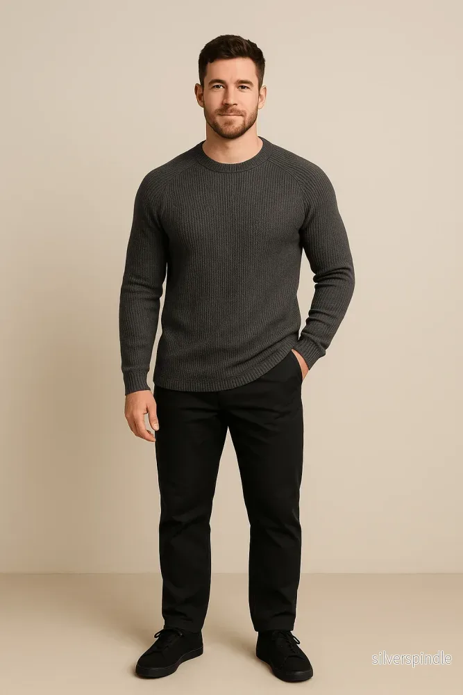 Ashford | Ribbstickad Tröja för Män med Slim Fit Design | Tidlös Stil för Komfort och Elegans - Bild 2