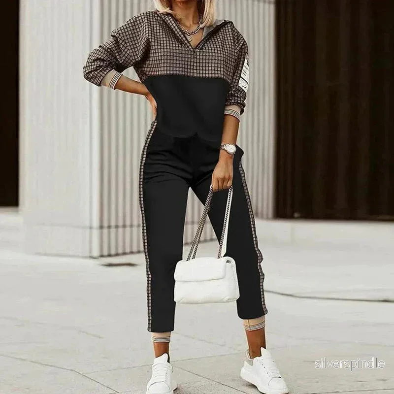 Moderna Träningsset | Mönstrad Luvtröja och Byxor med Elastiskt Midjeband | Bekväm och Stilren Outfit för Aktiva Kvinnor Moderna Träningsset | Mönstrad Luvtröja och Byxor med Elastiskt Midjeband | Bekväm och Stilren Outfit för Aktiva Kvinnor