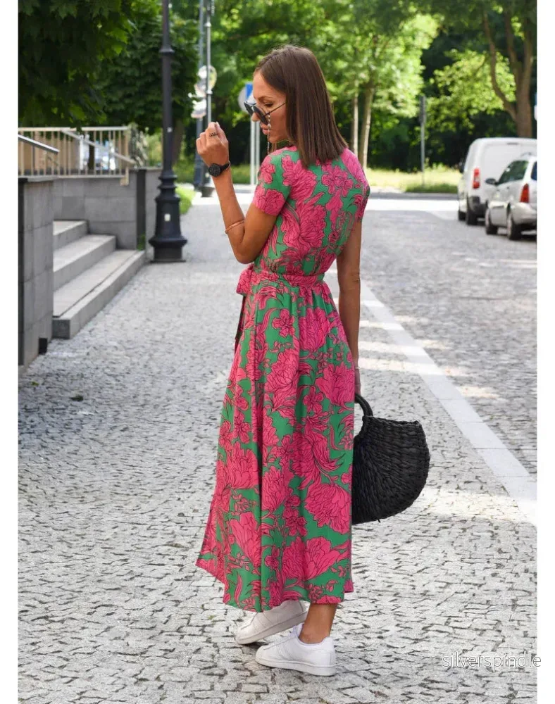 Sophie | Elegant Omlott Midiklänning Dam med V-Ringning - Bild 3