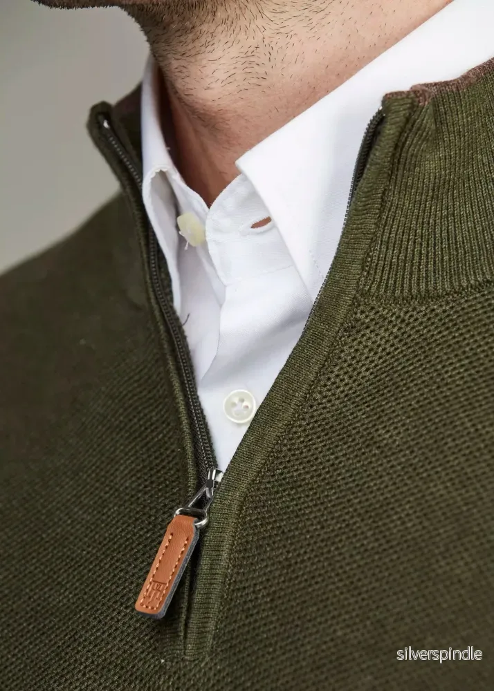 Hansen & Jacob Half zip Structure knit grön - Bild 3