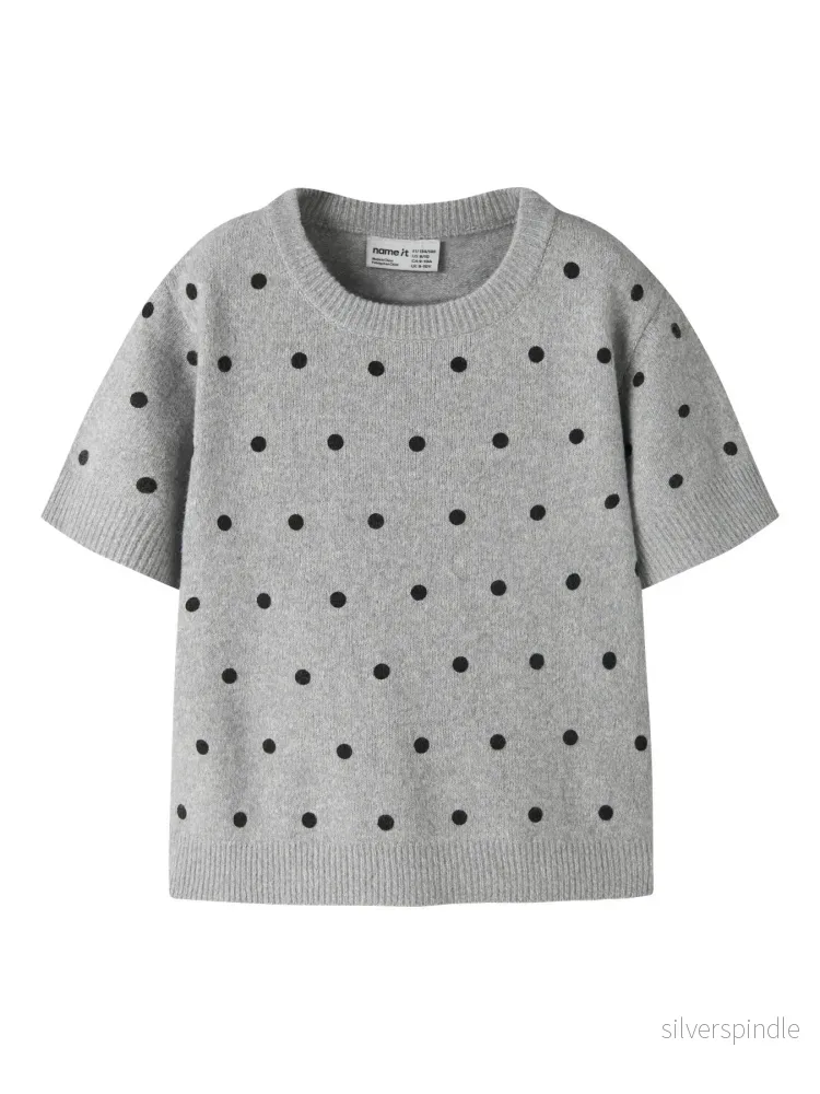 Name It Nalani Stickad Topp Grå Med Prickar Name It Nalani Stickad Topp Grå Med Prickar