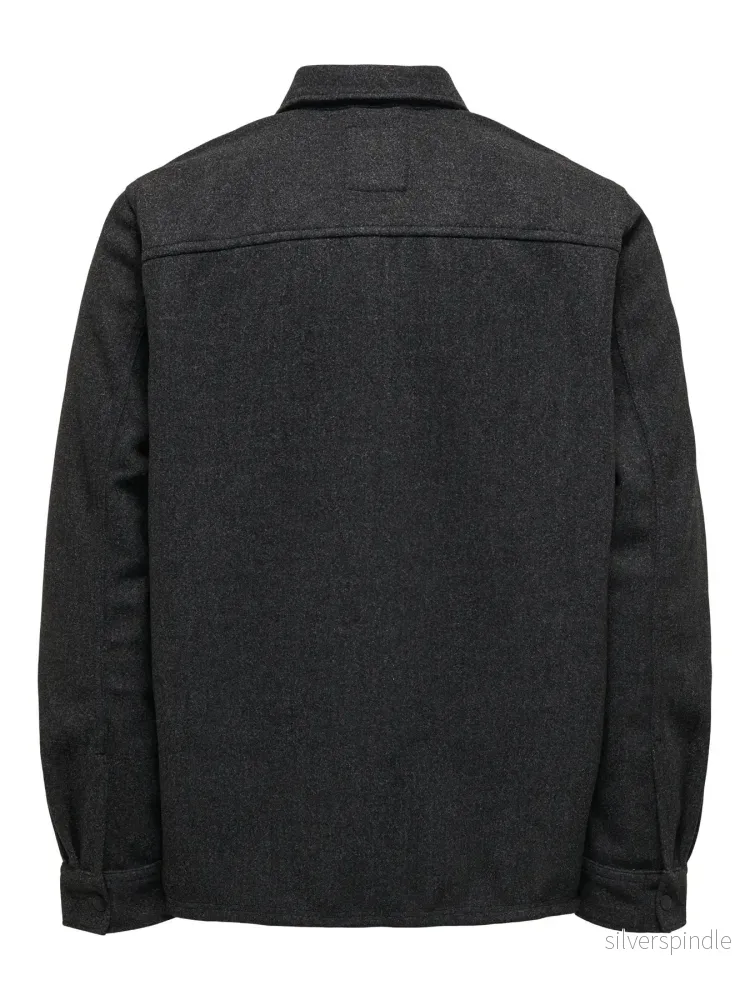 ASH OVERSHIRT WOOLEN LOOK BLACK - Bild 2